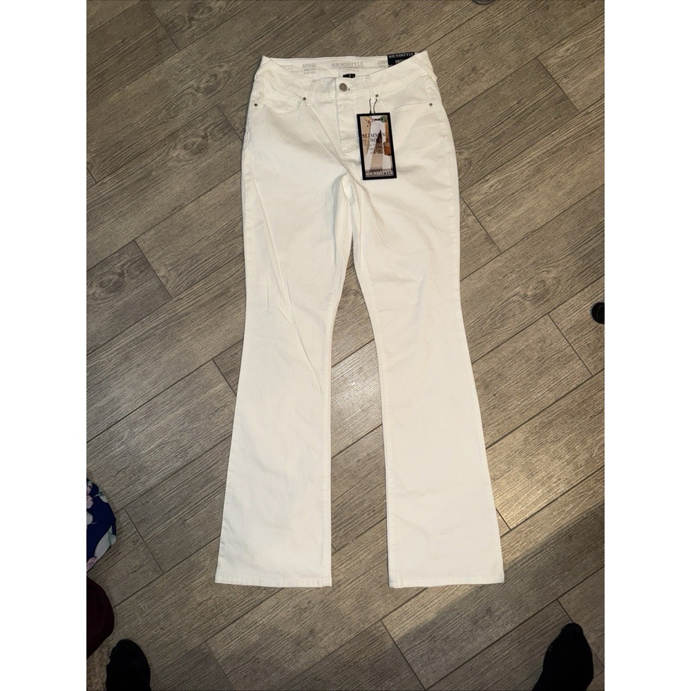 Sound/Style Brooke Boot Model Cut High Rise Stretch White Jeans Size 4 NWT